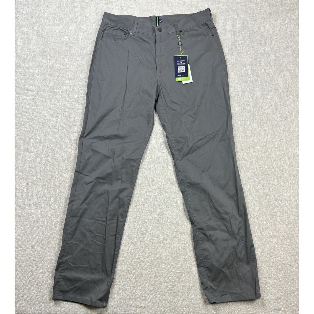 Society of Threads Men's Regular Fit Stretch Pants Size 34 Gray